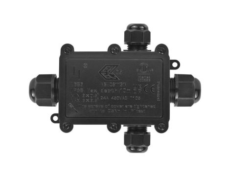 Prostokątna puszka instalacyjna IP68 4 wloty + złącze 4 torowe