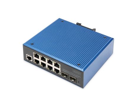 Przemysłowy switch PoE 8xRJ45 GbE + 2xSFP, L2, 30W/port DN-651157