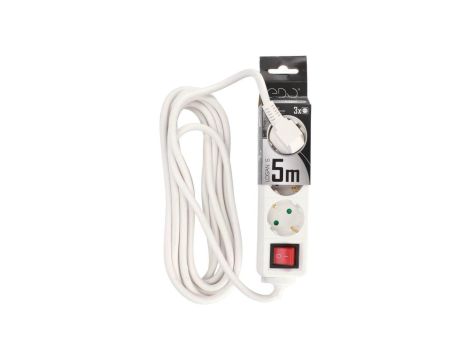 Przedłużacz domowy przenośny LOGAN S White 3 - krotny Schuko 5m z włącznikiem EDO777576 EDO