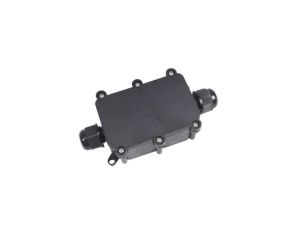 Prostokątna puszka instalacyjna IP68, 2 wloty + złącze 4 torowe