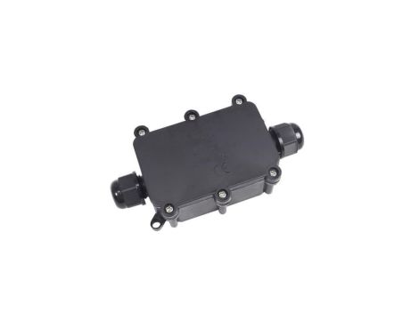 Prostokątna puszka instalacyjna IP68, 2 wloty + złącze 4 torowe