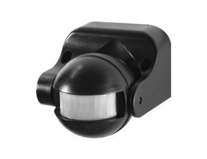Czujnik ruchu PIR, 180, 1200W, IP44, regulacja w pionie, natynkowy, czarny