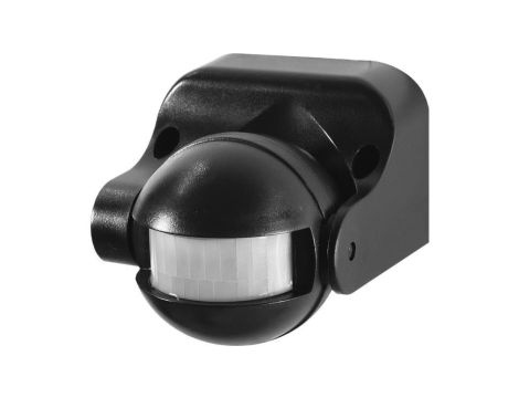 Czujnik ruchu PIR, 180, 1200W, IP44, regulacja w pionie, natynkowy, czarny