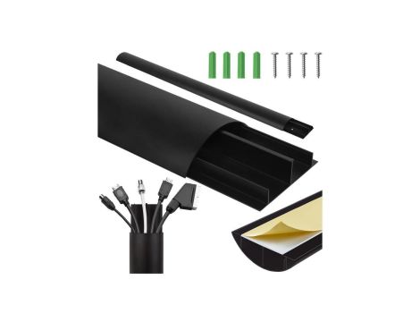 Aluminiowa listwa maskująca do kabli Maclean, 62x20x750mm, czarna, MC-814 B