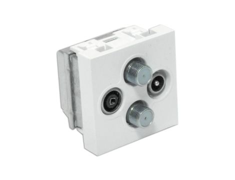 Gniazdo RTV-SAT podwójne końcowe 45x45 (gn.antenowe męskie/gn.antenowe żeńskie/ 2 x gn. typu F żeńskie) EM/P2VK
