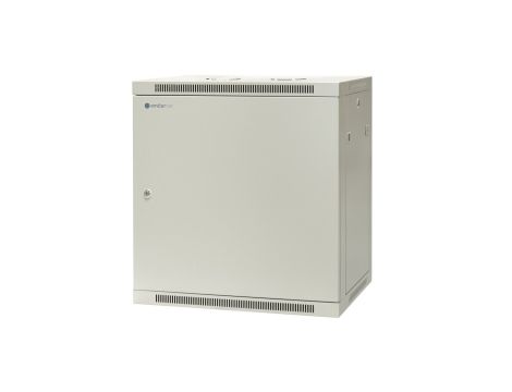 Szafa wisząca niedzielona 19 12U, drzwi całe z blachy, ściągane osłony boczne z zamkiem, 600450635 szer./gł./wys. mm RAL: sz