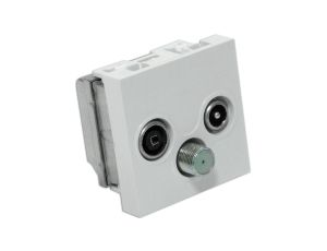 Gniazdo RTV -SAT końcowe 45x45 (gn.antenowe męskie/gn.antenowe żeńskie/gn. typu F żeńskie) EM/PVK