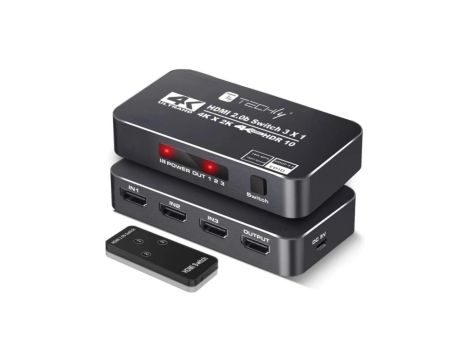 Przełącznik switch HDMI 2.0b 3x1 4K60Hz z pilotem IDATA HDMI2-4K3160B