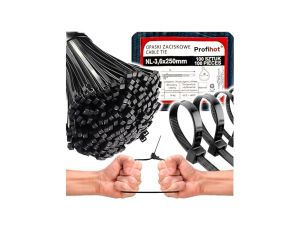 Opaska kablowa zaciskowa czarna UV 3,6x250 100 szt