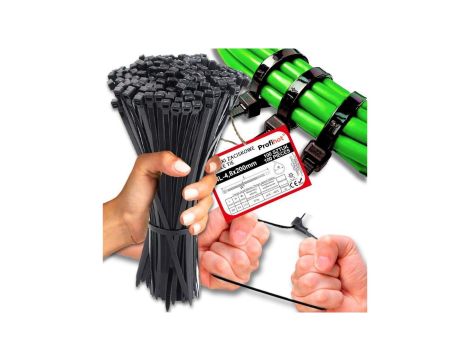 Opaska kablowa zaciskowa czarna UV 4.8x200 100 szt