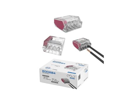 Szybkozłączka instalacyjna do przewodów sztywnych maks. 2.5mm 4-przew. EDO204 100 szt.