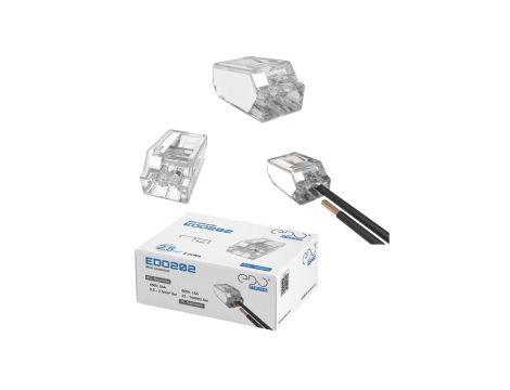 Szybkozłączka instalacyjna do przewodów sztywnych maks. 2.5mm 2-przew. EDO202 100szt