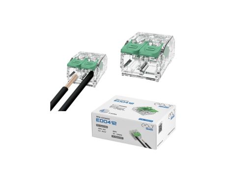 Szybkozłączka instalacyjna z dźwignią do wszystkich rodzajów przewodów maks. 4mm 2-przew. EDO412 100 szt.