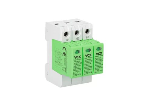 Ogranicznik przepięć fotowoltaiczny VCX-DC klasy B+C 3P (T1T2) 12,5kA 1200V GREEN