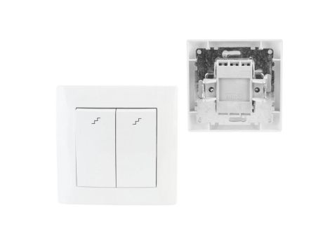 Włącznik Podwójny Schodowy Łącznik Podtynkowy Biały WESA