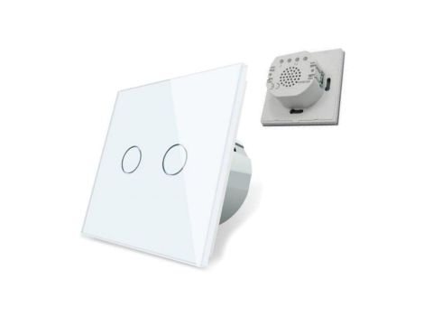 Włącznik do Światła Podwójny Wyłącznik Dotykowy Szklany Podtynkowy Biały