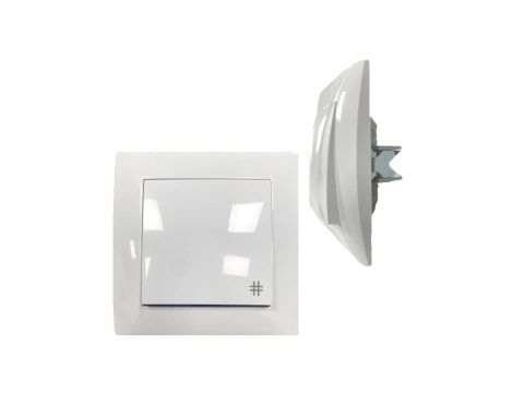 Włącznik Pojedynczy Krzyżowy Łącznik Jednobiegunowy Podtynkowy 10A Biały