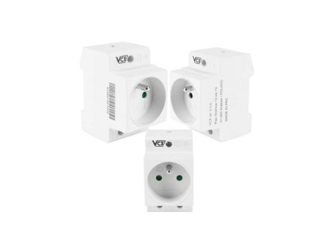 Gniazdo Pojedyncze Modułowe z Uziemieniem na Szynę DIN TH35 230V IP20 VCX