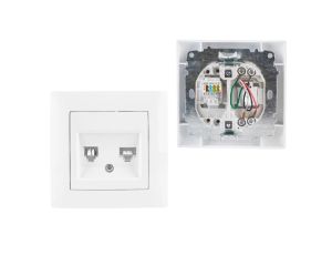 Gniazdo Telefoniczne Komputerowe Gniazdko Internetowe Podtynkowe Białe WESA