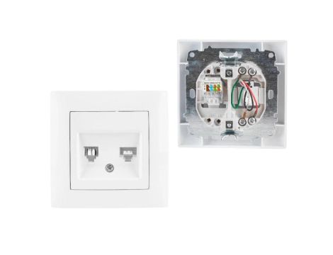 Gniazdo Telefoniczne Komputerowe Gniazdko Internetowe Podtynkowe Białe WESA