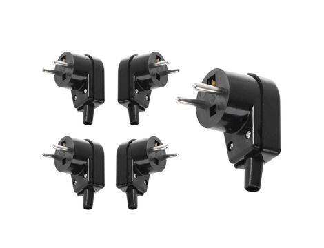 VIPLAST Wtyczka Kątowa Czarna 5x220-05