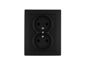 Gniazdo podwójne z uziemieniem czarne podtynkowe Wesa Lc-16C