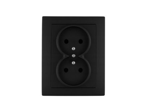 Gniazdo podwójne z uziemieniem czarne podtynkowe Wesa Lc-16C