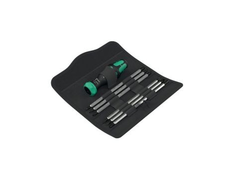 Zestaw wkrętaków 7 sztuk: rękojeść z funkcją grzechotki + 6 trzpieni dwustronnych Kraftform Kompakt Vario RA Kraftform WERA