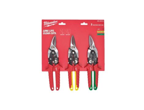 Zestaw nożyc do blachy 3szt. do cięcia prostego i kształtów MILWAUKEE