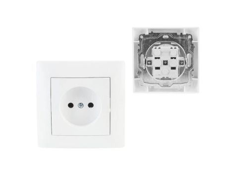 Gniazdo Elektryczne Pojedyncze Gniazdko Ścienne Bez Uziemienia Białe WESA