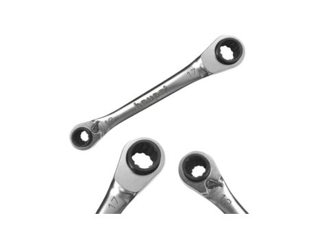 Klucz Płasko - Oczkowy z Grzechotką 4w1 Chromowany 10x13mm 17x19mm HAUPA