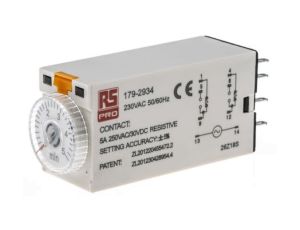 Przekaźnik czasowy zwłoczny jednofunkcyjny 0.2 → 5min DPDT 2-stykowy DPDT 230V ac