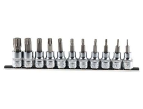 Końcówka wkrętakowa Torx, materiał Stal S2, T10, T15, T20, T25, T30, T40, T45, T50, T55, T60, T8, 11 szt.