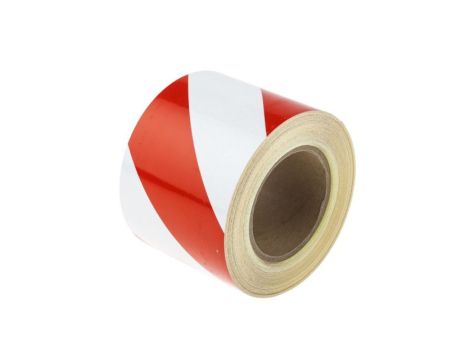 Taśma odblaskowa, kolor: Czerwony/biały, 100mm x 25m, RS PRO