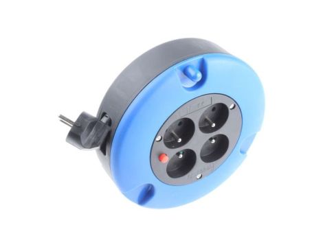 5m Przedłużacz bębnowy 5m 1 mm 4 gniazda 10A 230 V AC CEE 7/7 niemieckie Schuko/francuskie Czarny PVC Typ E - gniazdo