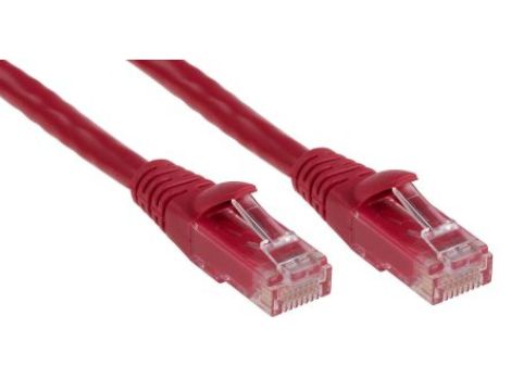 Kabel kategorii 6, Czerwony, Wtyk RJ45/męski RJ45dł.: 1m, mat. koszulki: PVC