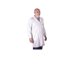 Fartuch laboratoryjny, Unisex, Biały, rozmiar: S, Antyelektrostatyczny, Przycisk, Bawełna, poliester, 3, Wielorazowe