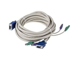 Kabel KVM, dł. 7.5m - Męskie, PS/2 x 2, VGA - Męskie, PS/2 x 2, VGA, RS PRO