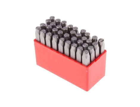 Zestaw wybijaków liter, 36-szt., (27 części x stempel stalowy z kropkowaną wielką literą angielską A → Z, 9