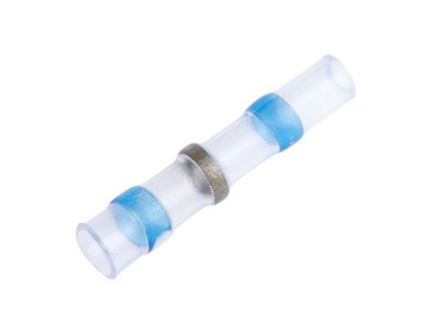 Łącznik lutowany, dł. 24.5mm, Ø kabla 1.4 → 2.7mm, kolor: Niebieski, materiał: Polietylen o niskiej gęstości, RS