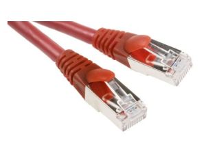 Kabel kategorii 6, Czerwony, Wtyk RJ45/męski RJ45dł.: 500mm, mat. koszulki: LSZH