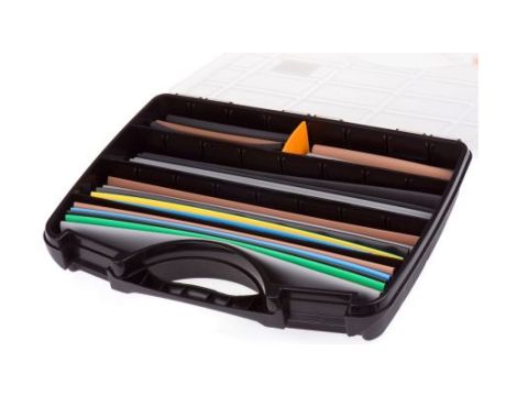 Zestaw tulei kablowej Black, Blue, Green/Yellow, Red, White Poliolefina, 2:1 Shrink Ratio RS PRO 6.4 mm, 9.5 mm, 12.7