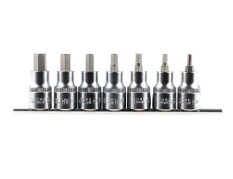Końcówka sześciokątna, materiał Stal chromowo-wanadowa, Hex 10, Hex 12, Hex 4, Hex 5, Hex 6, Hex 7, Hex 8, 7 szt.