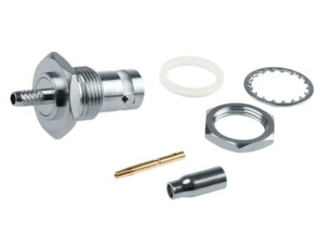 Złącze BNC, 50, 4GHz, Żeński, Połączenie zagniatane, Montaż na panelu