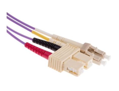 Kabel światłowodowy, średnica: 50/125m, OM3 Wielomodowy, Fioletowy, LC/SC