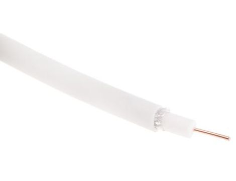 Kabel koncentryczny, 100m, RG6, Polichlorek winylu PVC, Biały Bez zakończenia Bez zakończenia 100m, RS PRO Bez