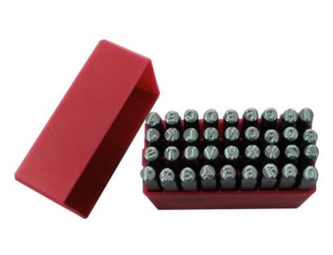 Zestaw wybijaków liter, 36-szt., (27 części x stempel stalowy z kropkowaną wielką literą angielską A → Z, 9