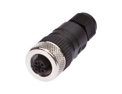 Gniazdo kablowe kątowe połączenie lutowane fi3-6,5mm 4A 240V -25-90stC M12 żeńskie 4pin IP67 VK003024