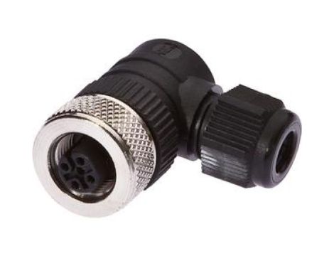 Gniazdo kablowe kątowe połączenie lutowane fi3-6,5mm 4A 60V -25-90stC M12 żeńskie 5pin IP67 VK003021