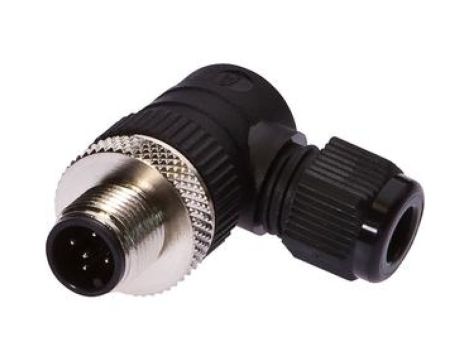 Gniazdo kablowe kątowe połączenie lutowane fi3-6,5mm 4A 240V -25-90stC M12 męskie 5pin IP67 VK003027